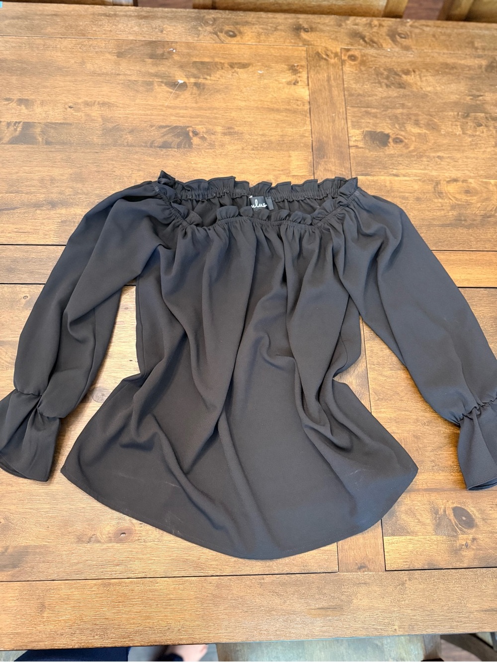 Lulu’s Black Off-Shoulder Ruffle Blouse - Women Tops